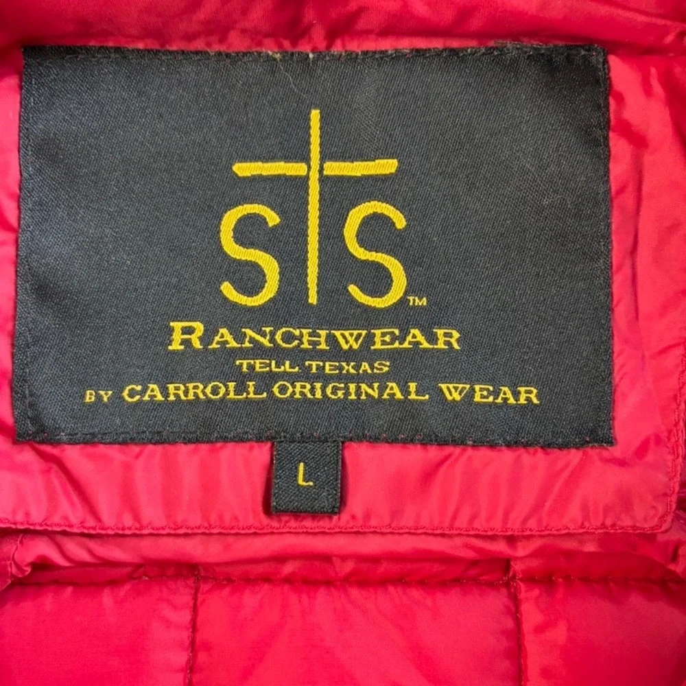STS‎ Ranchwear Men's Large The Wesley Quilted Puffer Vest Red Mock Neck Full Zip
